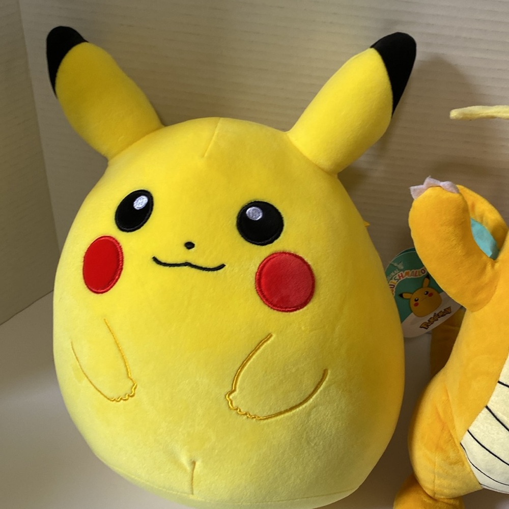 NWT Squishmallow Pokémon Pikachu and used Dragonite Plush - Picture 2 of 4